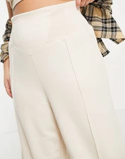 Flash Sale 👏 Public Desire Curve Wide Leg Joggers With Sheered Waist Co Ord In Ecru For Women Eggshell 🔔 -Outlet Women's Public Desire Store unnamed file 3744