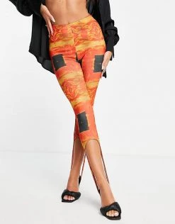 Wholesale 🔔 Public Desire Stirrup Leggings In Red Scarf Print For Women Multi 🎉 -Outlet Women's Public Desire Store unnamed file 3755
