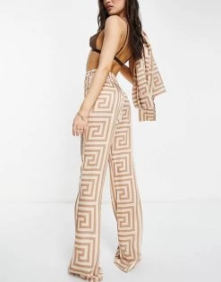 Coupon 🥰 Public Desire Satin Printed Trouser Suit In Multi For Women 🎁