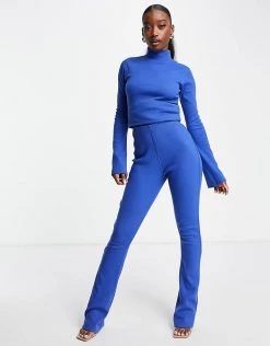 Best Pirce 👏 Public Desire Luxe Rib Flared Trouser Co Ord In Bright Blue For Women Mid Blue 😍 10 Best Pirce 👏 Public Desire Luxe Rib Flared Trouser Co Ord In Bright Blue For Women Mid Blue 😍 -Outlet Women's Public Desire Store unnamed file 3764