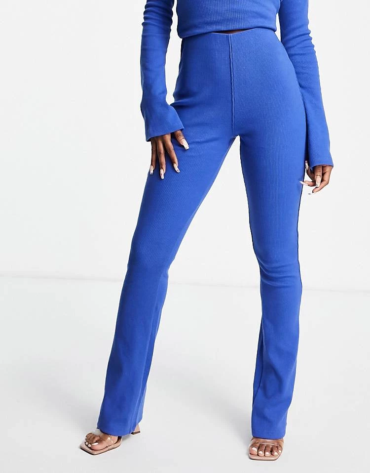 Best Pirce 👏 Public Desire Luxe Rib Flared Trouser Co Ord In Bright Blue For Women Mid Blue 😍 7 Best Pirce 👏 Public Desire Luxe Rib Flared Trouser Co Ord In Bright Blue For Women Mid Blue 😍 - Image 5