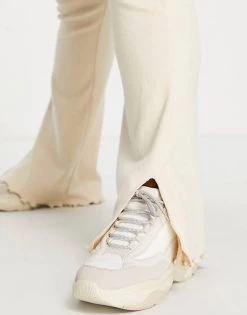 Deals ⭐ Public Desire Curve Lettuce Hem Flared Ribbed Co Ord Ecru For Women 😀 -Outlet Women's Public Desire Store unnamed file 3788