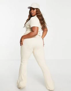 Deals ⭐ Public Desire Curve Lettuce Hem Flared Ribbed Co Ord Ecru For Women 😀 -Outlet Women's Public Desire Store unnamed file 3789