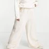 Coupon 😀 Public Desire Curve High Waist Wide Leg Joggers In Ecru For Women 😍 -Outlet Women's Public Desire Store unnamed file 3796