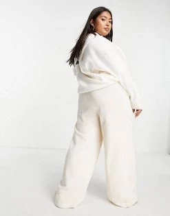 Coupon 😀 Public Desire Curve High Waist Wide Leg Joggers In Ecru For Women 😍 -Outlet Women's Public Desire Store unnamed file 3799