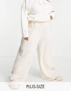 Coupon 😀 Public Desire Curve High Waist Wide Leg Joggers In Ecru For Women 😍 -Outlet Women's Public Desire Store unnamed file 3800