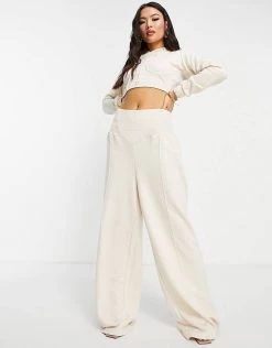 Best reviews of 🔔 Public Desire Wide Leg Joggers With Sheered Waist Detail In Ecru For Women Eggshell ⌛ -Outlet Women's Public Desire Store unnamed file 3805