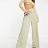 Wholesale 🥰 Public Desire Seam Front Wide Leg Trouser In Sage For Women 😀