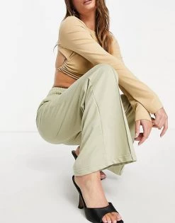 Wholesale 🥰 Public Desire Seam Front Wide Leg Trouser In Sage For Women 😀 -Outlet Women's Public Desire Store unnamed file 3834