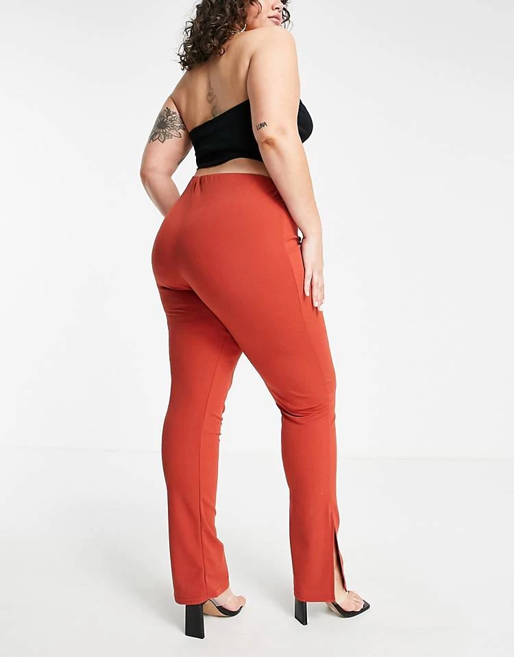 Discount 🔔 Public Desire Curve Split Flare Trousers In Rust For Women Brown ✨ 4 Discount 🔔 Public Desire Curve Split Flare Trousers In Rust For Women Brown ✨ - Image 2