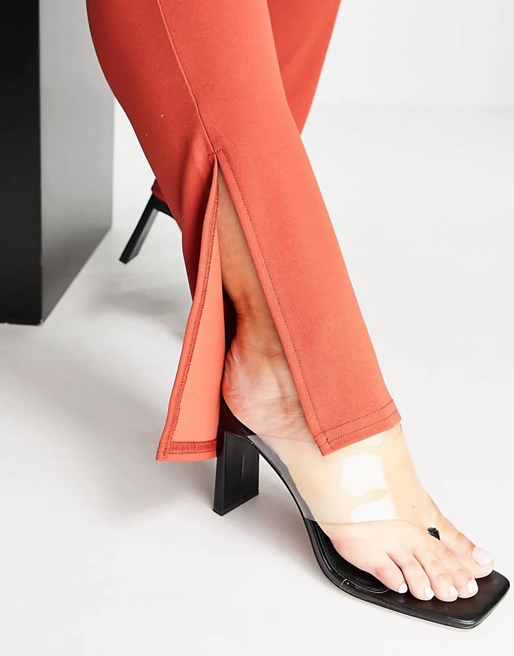 Discount 🔔 Public Desire Curve Split Flare Trousers In Rust For Women Brown ✨ 5 Discount 🔔 Public Desire Curve Split Flare Trousers In Rust For Women Brown ✨ - Image 3