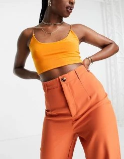 Promo 🛒 Public Desire Tailored Trousers With Turn Up Detail Co Ord In Rust For Women Brown 🔥 -Outlet Women's Public Desire Store unnamed file 3898