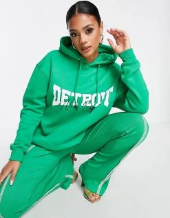 Buy ⭐ Public Desire Detroit Logo Oversized Hoodie In Green For Women Shamrock 🛒 -Outlet Women's Public Desire Store unnamed file 3925