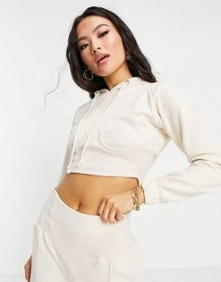 Wholesale ⭐ Public Desire Under Bust Hoodie Co Ord In Ecru For Women Eggshell 🎉 -Outlet Women's Public Desire Store unnamed file 3934