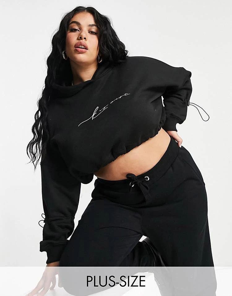 Hot Sale ๐ฏ Public Desire Curve Motif Cropped Hoodie In Black For Women ๐ฏ 3 Hot Sale ๐ฏ Public Desire Curve Motif Cropped Hoodie In Black For Women ๐ฏ