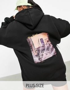 Deals โ Public Desire Curve Motif Hoody In Black For Women โญ