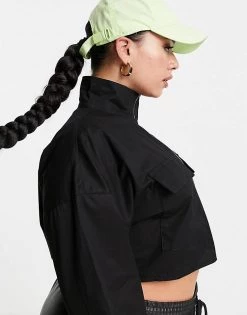 Wholesale 🥰 Public Desire Curve Cropped Utility Shacket In Black For Women ✔️ -Outlet Women's Public Desire Store unnamed file 3988