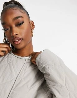 Cheap 🌟 Public Desire Maxi Jacket In Quilting For Women Grey ⭐ -Outlet Women's Public Desire Store unnamed file 4003