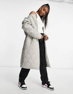 Cheap 🌟 Public Desire Maxi Jacket In Quilting For Women Grey ⭐ -Outlet Women's Public Desire Store unnamed file 4004