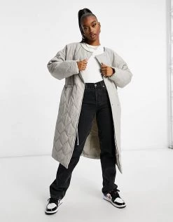 Cheap 🌟 Public Desire Maxi Jacket In Quilting For Women Grey ⭐ -Outlet Women's Public Desire Store unnamed file 4005