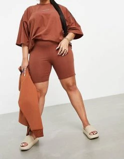 Deals 💯 Public Desire Curve Motif Bodycon Short In Chocolate For Women 🎁 -Outlet Women's Public Desire Store unnamed file 4108