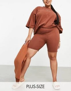 Deals 💯 Public Desire Curve Motif Bodycon Short In Chocolate For Women 🎁 -Outlet Women's Public Desire Store unnamed file 4109