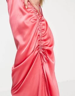 Cheap ❤️ Public Desire Strappy Cami Midi 👗 Dress With Ruched Side Detail In Pink For Women Hyper Pink 😀 -Outlet Women's Public Desire Store unnamed file 412