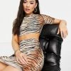 Deals 👍 Public Desire Mesh Crop Top Co-ord In Tiger Print - MULTI 🤩 -Outlet Women's Public Desire Store unnamed file 4154