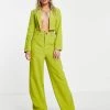Outlet 😉 Public Desire Cropped Tailored Blazer Co-ord In Lime For Women Chartreusse ⌛ -Outlet Women's Public Desire Store unnamed file 4192