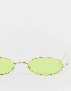 Cheapest 🌟 Public Desire Mini Oval 👓 Sunglasses In Neon Yellow For Unisex 🧨 -Outlet Women's Public Desire Store unnamed file 42