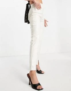 Best Pirce 🧨 Public Desire Leather Look Seam Front Detail Cigarette Trouser In Ecru For Women 🛒 -Outlet Women's Public Desire Store unnamed file 4210