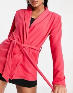 Flash Sale 🛒 Public Desire Belted Pink Blazer Co Ord In Pink For Women 🥰 -Outlet Women's Public Desire Store unnamed file 4219