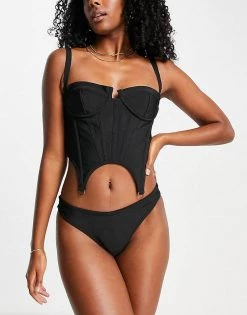 Cheap ✔️ Public Desire Bandage Corset 👙 Bikini In Black - BLACK ❤️