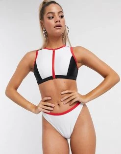 Buy 😉 Public Desire High Leg 👙 Bikini Bottom In White With Red Trim For Women Multi 🔔 -Outlet Women's Public Desire Store unnamed file 4453