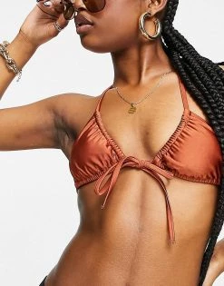 Wholesale 🌟 Public Desire Tie Front 👙 Bikini Top In Rust For Women 🎁 -Outlet Women's Public Desire Store unnamed file 4468