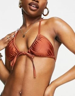 Wholesale 🌟 Public Desire Tie Front 👙 Bikini Top In Rust For Women 🎁 -Outlet Women's Public Desire Store unnamed file 4469