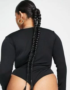 Deals ⭐ Public Desire Curve Double Layer Slinky Plunge Bodysuit In Black For Women 🛒 -Outlet Women's Public Desire Store unnamed file 4574