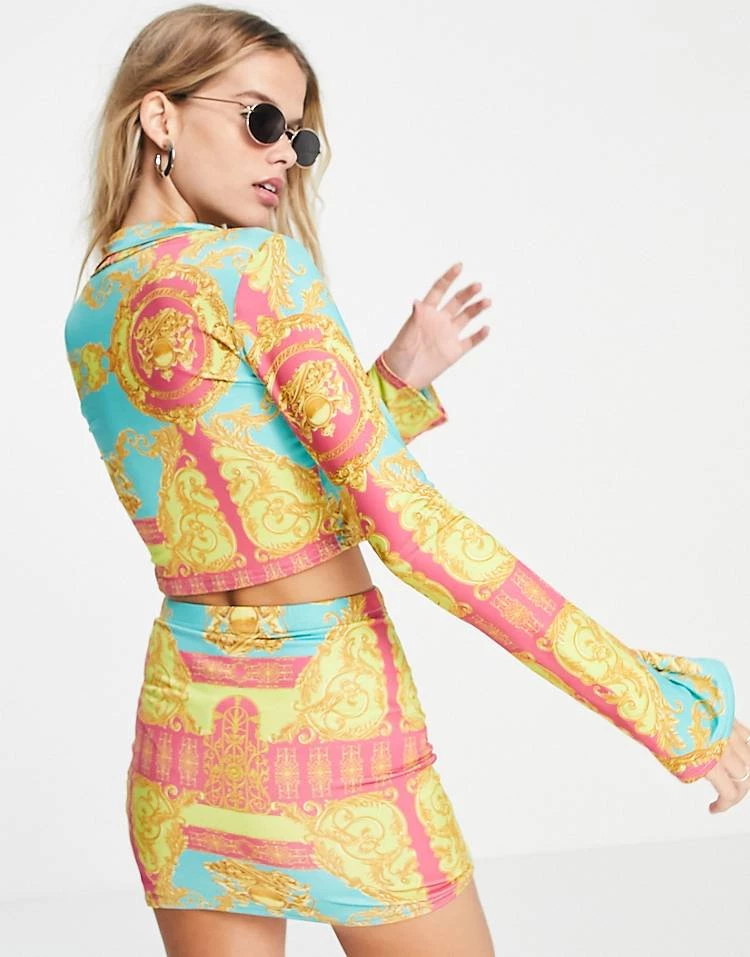 Coupon ⭐ Public Desire Slinky 👚 Shirt Co-ord In Scarf Print For Women Multi 🔥 4 Coupon ⭐ Public Desire Slinky 👚 Shirt Co-ord In Scarf Print For Women Multi 🔥 - Image 2