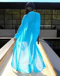 Hot Sale ❤️ Public Desire X Kenza Button Through Beach Kimono In Blue For Women 🎁 -Outlet Women's Public Desire Store unnamed file 4606