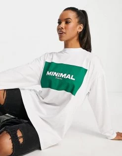 Budget ❤️ Public Desire Minimal Logo Long Sleeve T-shirt In White For Women ❤️ -Outlet Women's Public Desire Store unnamed file 4657