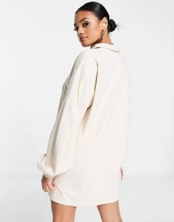 Coupon 🎁 Public Desire Fitness Season Polo T-shirt Sweat 👗 Dress In Cream For Women Ecru ⭐ -Outlet Women's Public Desire Store unnamed file 467