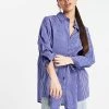 Cheapest 🛒 Public Desire Oversized Waffled Check 👕 Shirt In Blue For Women 🥰 -Outlet Women's Public Desire Store unnamed file 4708