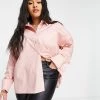 Best deal 🔔 Public Desire Curve Oversized 👕 Shirt Pocket Detail Co Ord In Peach For Women ✨ -Outlet Women's Public Desire Store unnamed file 4728