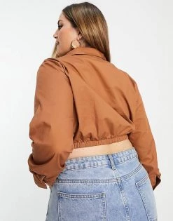 Deals 💯 Public Desire Curve X Kenza Cropped 👕 Shirt Co Ord In Mocha For Women 🔔 -Outlet Women's Public Desire Store unnamed file 4736