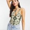 Cheap 🤩 Public Desire One Shoulder Plunge Body In Green Print For Women Multi 🌟 -Outlet Women's Public Desire Store unnamed file 4743