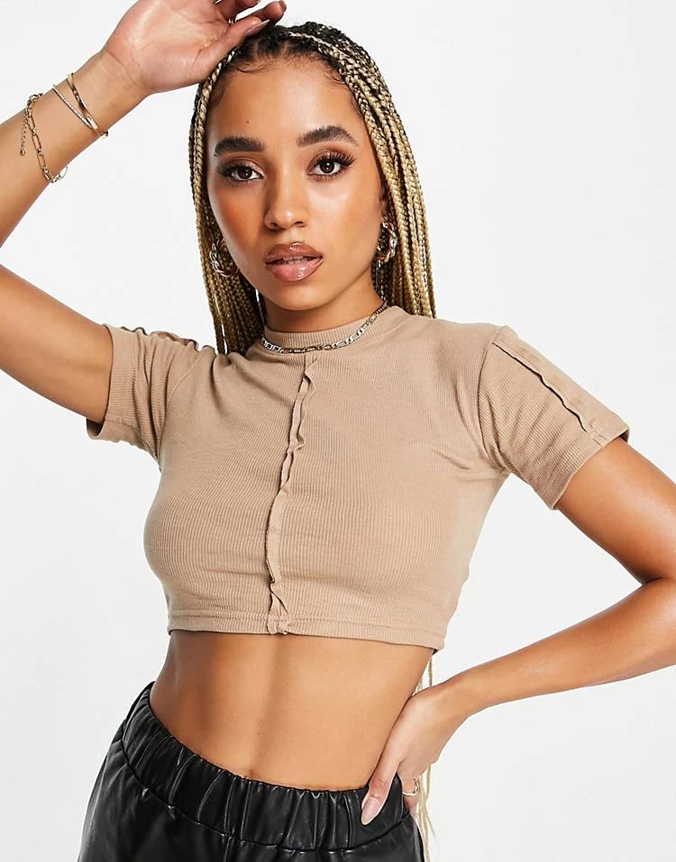 Cheap ๐ Public Desire Seam Detail Crop Top In Sand For Women โญ 5 Cheap ๐ Public Desire Seam Detail Crop Top In Sand For Women โญ - Image 3