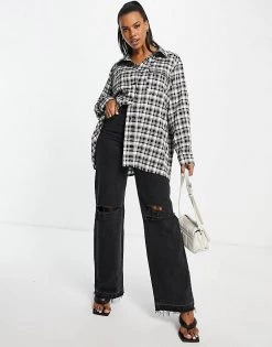 Coupon 🎁 Public Desire Oversized Check 👕 Shirt In Black Check For Women Multi 🤩 -Outlet Women's Public Desire Store unnamed file 4798
