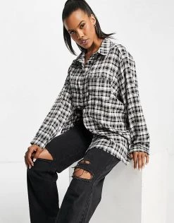 Coupon 🎁 Public Desire Oversized Check 👕 Shirt In Black Check For Women Multi 🤩 -Outlet Women's Public Desire Store unnamed file 4801