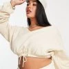 Best Pirce 🔥 Public Desire Curve X Amber Gill Off Shoulder Motif Crop Top In Butter For Women ✔️ -Outlet Women's Public Desire Store unnamed file 4807
