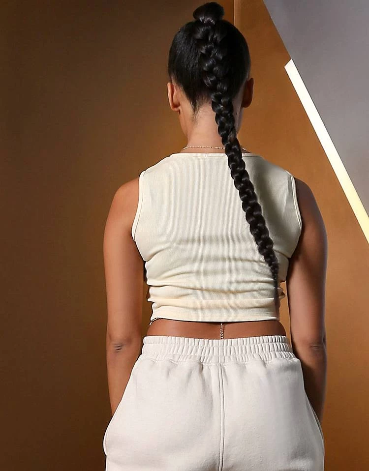 Cheapest 💯 Public Desire X Amber Gill Ribbed Cut Out Crop Top In Butter For Women ❤️ 4 Cheapest 💯 Public Desire X Amber Gill Ribbed Cut Out Crop Top In Butter For Women ❤️ - Image 2